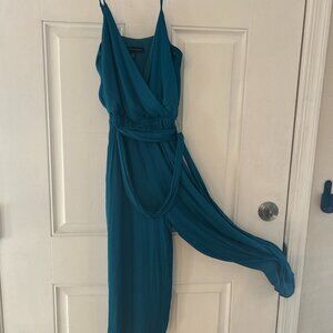 Banana Republic Satin Wide-Leg Cropped Jumpsuit Turquoise
